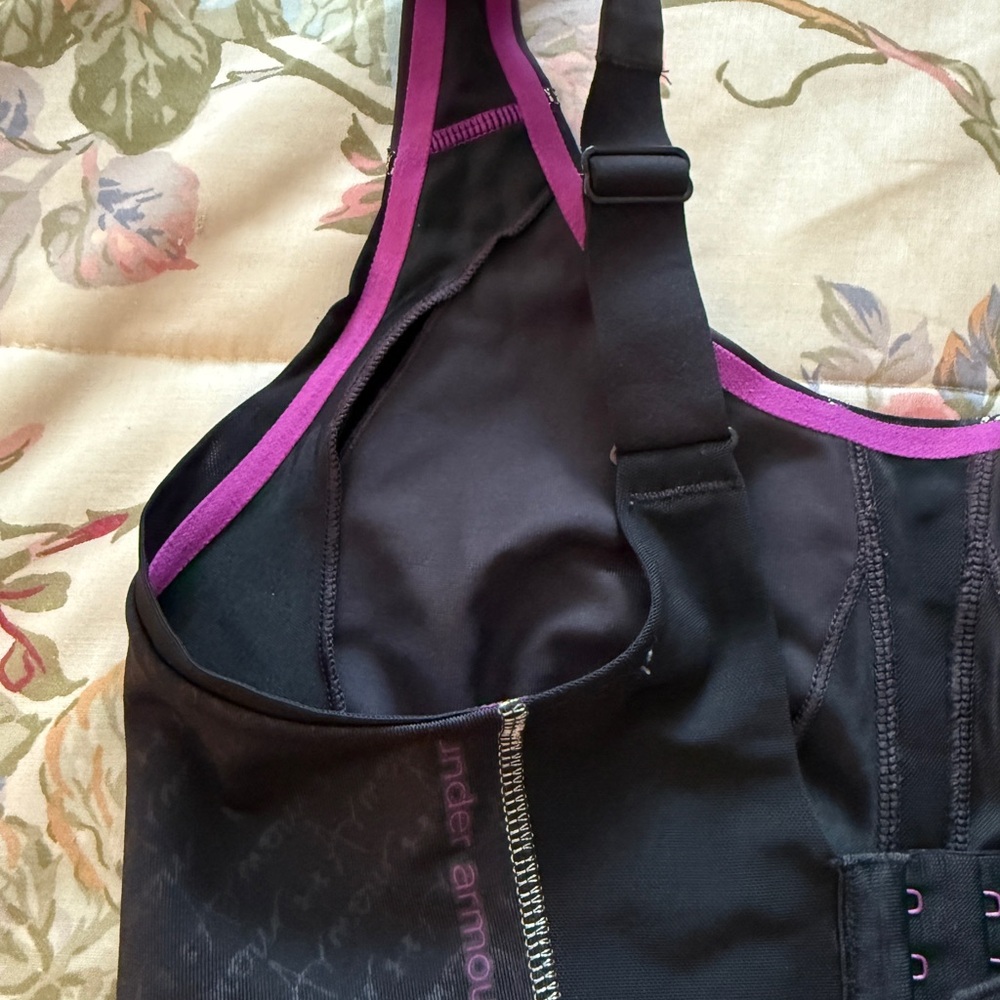Under Armour Gray and Purple Sports Bra with Supportive Straps - Picture 5 of 10